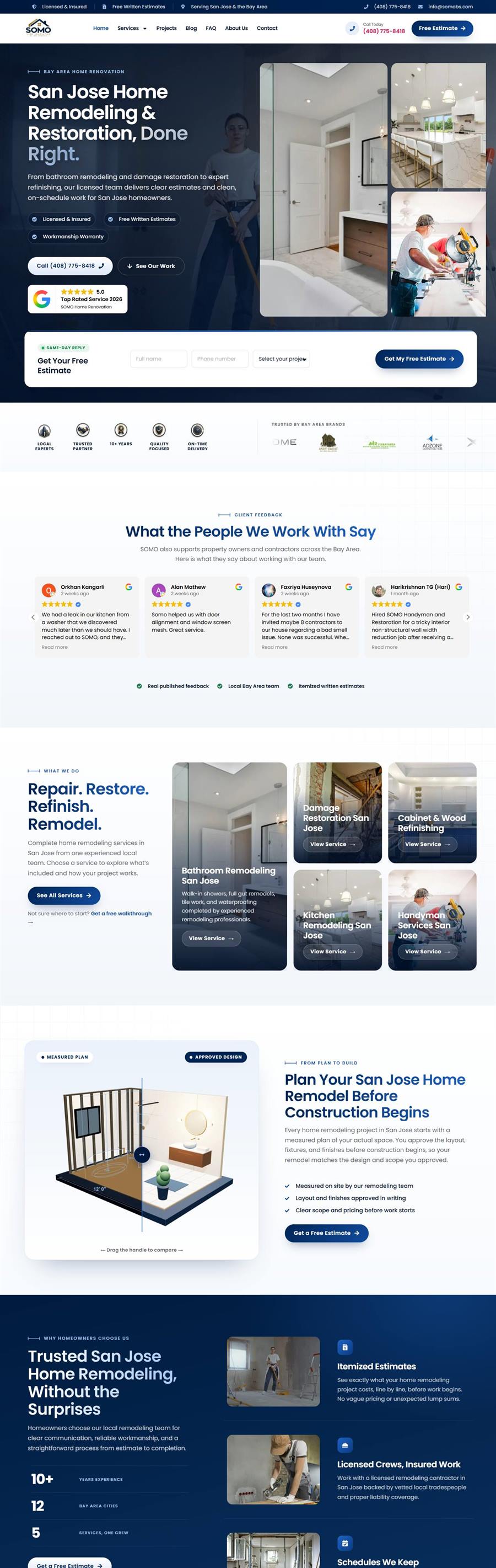 Somo Home Renovation ওয়েবসাইটের হোমপেজ